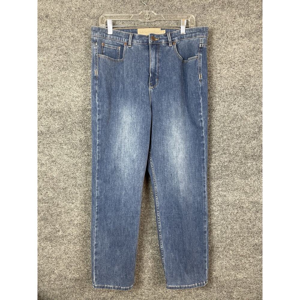 Soft Surroundings The Ultimate Denim Relaxed Straight Jeans‎ size 14 Med wash